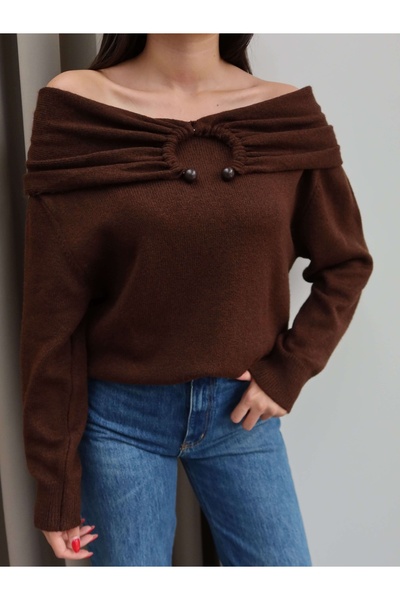 ESRAHELVACI Open Shoulder Accessory Knitwear Sweater