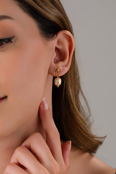 ZEYNEPLİ GOLD 14 AYAR ALTIN MARDİN İŞİ KAFESLİ İNCİ KÜPE