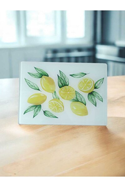 vipgross Tempered Glass Cutting Board 25*35 Lemon – Anti-Scratch, Heat-Resistant, Unbreakable, Non-Slip