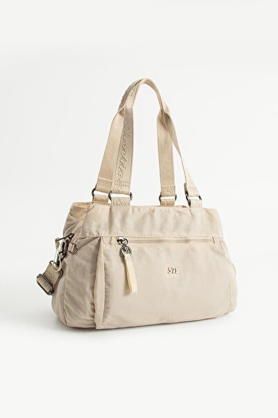 571 Collections Çanta Μαλακή υφή, εξαιρετικά ελαφρύ, αδιάβροχο ύφασμα πολυαμιδίου, τσάντα ώμου και ώμου, μπεζ Μοντέλο: (571-13-14F)