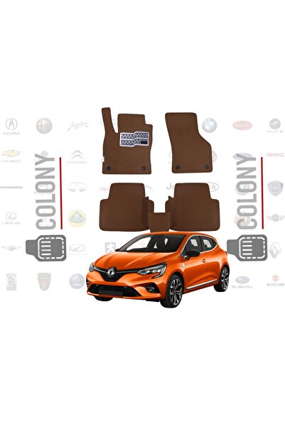 COLONY Renault Clio 5 Uyumlu EVA Paspas Tam Set–Araca Özel,Su Geçirmez-Kahver...
