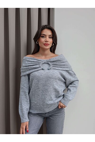 ESRAHELVACI Open Shoulder Accessory Knitwear Sweater