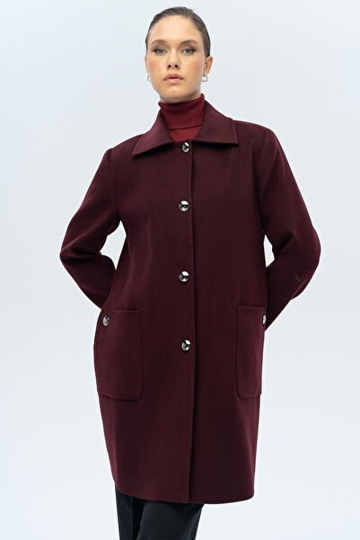 Olcay Shirt Collar Bag Pocket Detailed Large Size Coat A.Mürdüm 3132