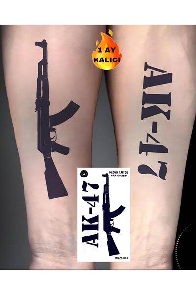 Mecit Tuhafiye 1 AY KALICI AK-47 KALAŞNİKOF KOL BİLEK VUCUT GEÇİCİ DÖVME