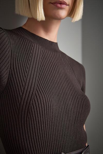 JOIN US Knitwear Dress with Faux Leather Skirt