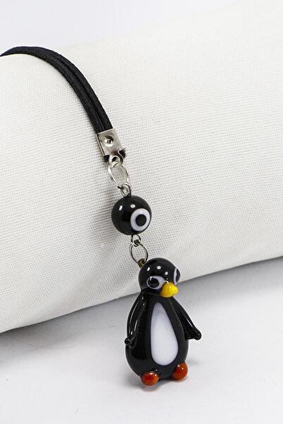 biuti El Yapımı Cam Siyah Nazarlı Sevimli Penguenli Araba Dikiz Ayna Süsü, Ye...