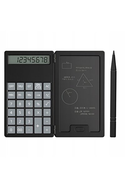 zola Calculator stiintific 2 in 1 cu notepad si stylus pen, LCD, 13.3 × 0.85 × 1.8 cm, baterii, negru