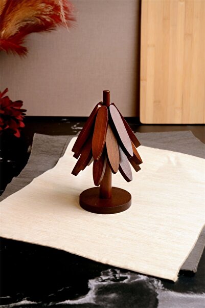 Bayev Bamboo Acacia Nihale 3-Piece Wooden Cup and Plate Coaster 700823