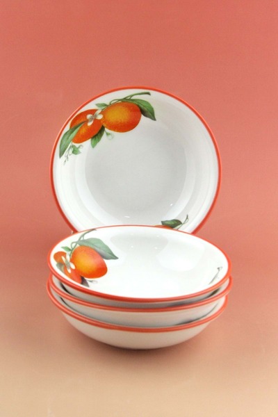 Bursa Porselen Dekor Orange 4-Piece Porcelain Snack Bowl