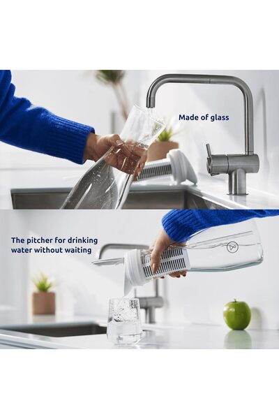 TAPP Water - PitcherPro Glass Filter Jug that Filters Limescale and 80+ Contaminants Jugs White 1.45