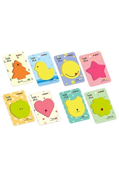 M&G Fancy shaped sticky notes, fluorescent colors, 60 sheets/set, 8 individual designs
