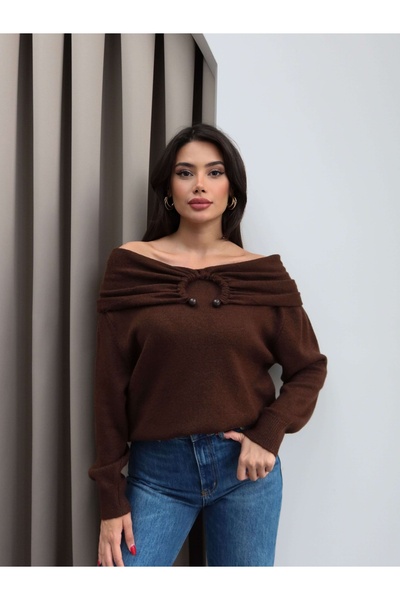 ESRAHELVACI Open Shoulder Accessory Knitwear Sweater