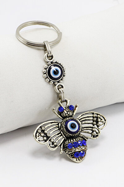 biuti Breloc cu albină din metal, cu piatră strălucitoare, albastru marin, cu...