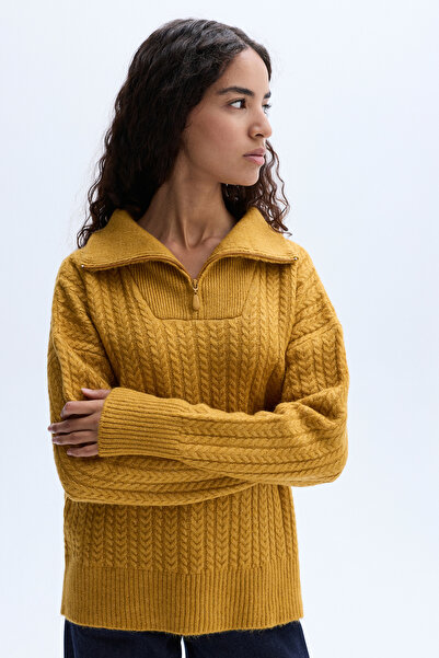 Mudo LOOSE FIT SAÇ ÖRGÜLÜ DİK YAKA KAZAK