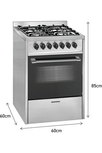 Daewoo 4 Burner Multifunction Cooker 60X60CM, top gas bottom electric with a ...