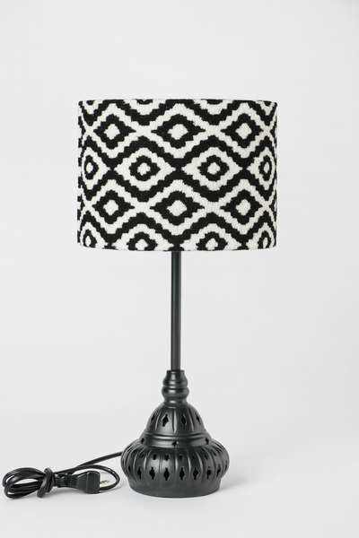 Natiorj Siyah Beyaz Kadife Kumaş Şapkalı Siyah Özel Model Abajur Salon yatak ...