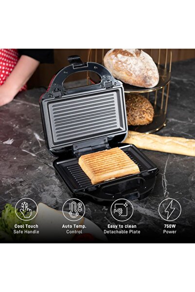 Daewoo Sandwich/Grill 750W, Detachable Plate - DSM-8090-SG - 2 Years Warranty