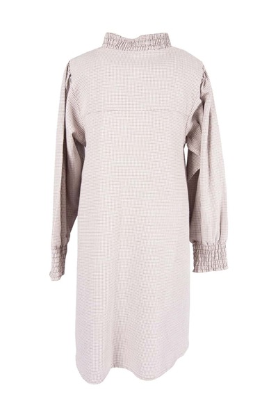 Ozmoz By Mukadder Özden Cotton Gingham Embroidered Gipeli Light Brown Winter Girl's Dress