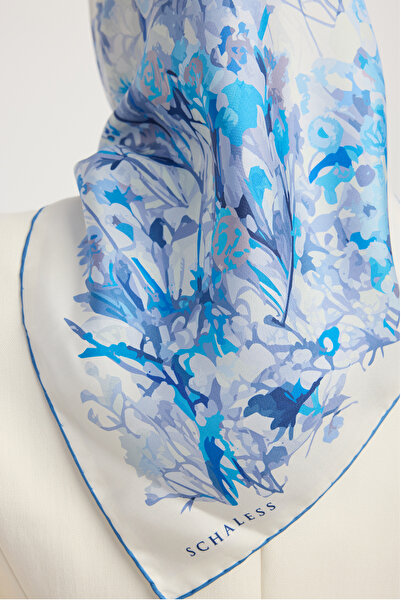 Schaless Пастораль - Індиго - 100% шовковий твіловий шарф - 90x90 см