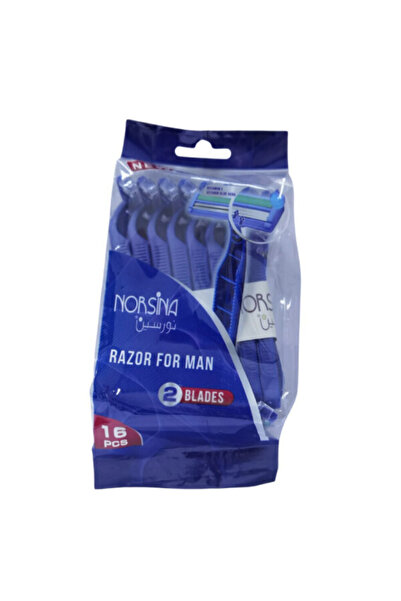 Norsina نورسينا امواس حلاقه 16 قطعة شفرتين رجاليه ازرق