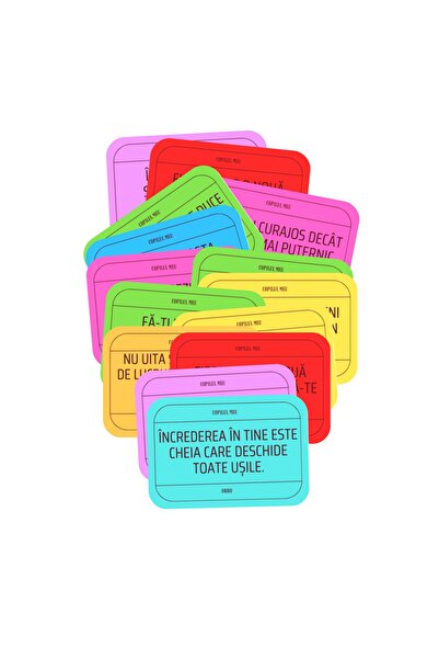 OBRO Set cadou - Carduri cu mesaje pozitive – 40 de bilețele zilnice de iubire, încurajare și recunoștință pentru copii, 9x6