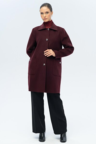 Olcay Shirt Collar Bag Pocket Detailed Large Size Coat A.Mürdüm 3132