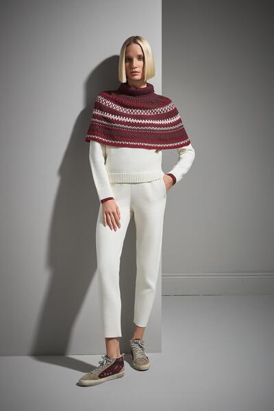 JOIN US Patterned Burgundy Knitwear Poncho