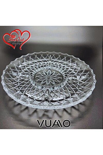 VUAO Divided Serving Plate 30cm X 20 cm - 5 Compartment Quality Glass Serving Plate - Round