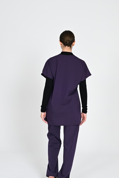 HEMİ K.Mor Likralı Tesettür Yarasa Kol Doktor Ve Hemşire Forma Takımı Hastane Üniforması