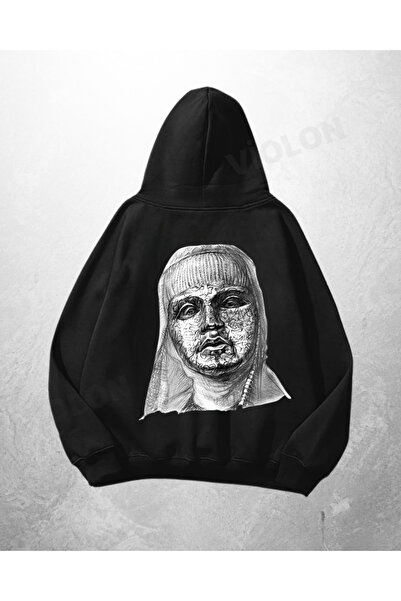 Violon Μαύρο Unisex Φούτερ με κουκούλα με στάμπα προσώπου καλογριάς
