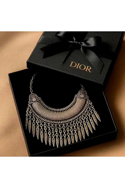 Luxiva El yapımı Antik Gümüş Kaplama Tribalin Esintili Gösterişli Yaka çelik ...