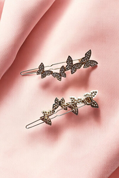 PETEK AKSESUAR 2 Pieces of Stone Butterfly Clasp 7 Cm.