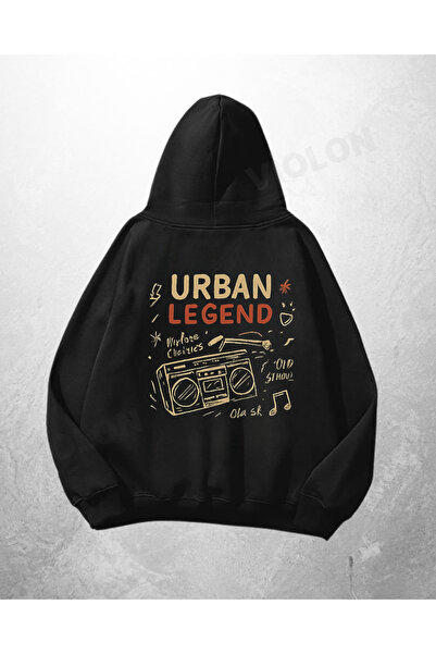 Bravebell Crna unisex majica sa kapuljačom sa štampanom urbanom legendom i ti...