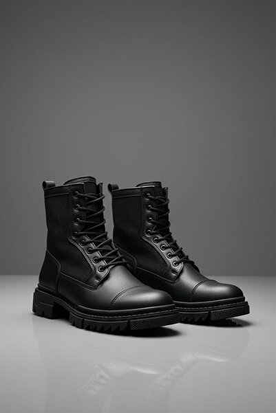 Deri De Luxe Μαύρα ανδρικά μποτάκια