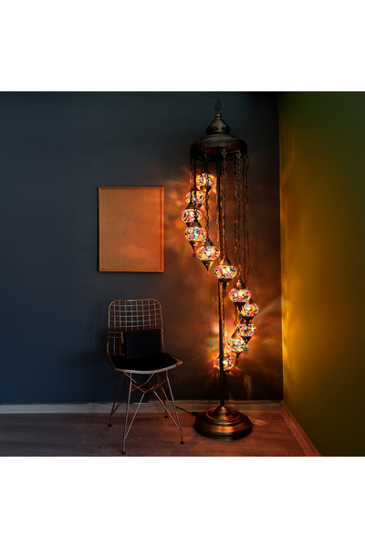 Asylove 11 Küreli Lambader, Mozaik Türk Lambaları, Otantik Ev Dekorasyon Aydınlatması,