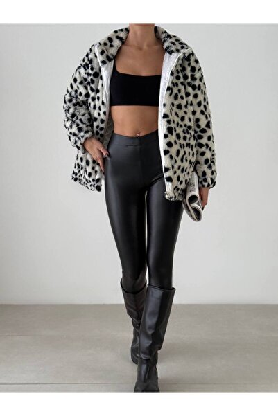 BOUQUET OF TULİP Dalmatian Patterned Lined Plush Coat