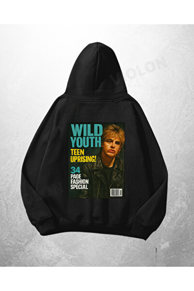 Violon Μαύρο Unisex Φούτερ με κουκούλα με στάμπα της περιοδικής Wild Youth Ma...