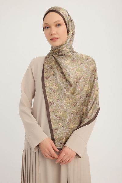 Schaless Etnic Bahar - Verde - Şal Janjan cu Motiv Aurora - 70x190 Cm