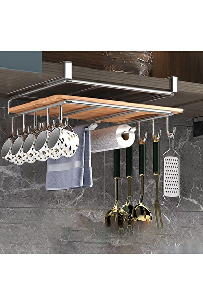 Elindor ® Suport de perete pentru ustensile de bucătărie, cu 10 cârlige, sist...