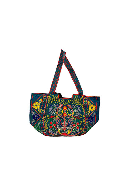 Choice Green Hand-Embroidered Icons Multi-Purpose Bag