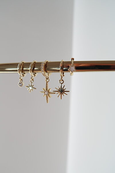 Juaste Gold Stars 6 lı Küpe Seti