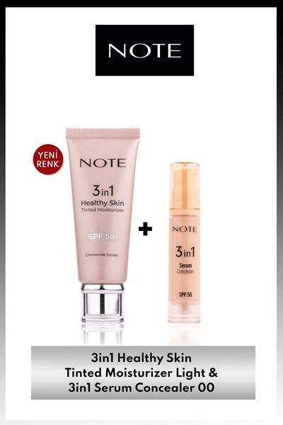 NOTE 3in1 SPF50 Serisi 2'li Set 00 Light - Healthy Skin Ton Eşitleyici Krem & Serum Concealer Kapatıcı