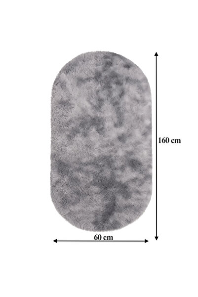 zola Fluffy oval rug, soft and comfortable, non-slip, polyester, 160 x 60 cm, gray