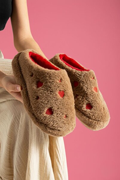 FUGA MODA Papuci de casă pentru femei Hartin Mink Heart, cu model de broderie...