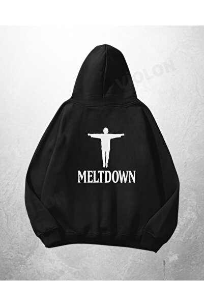 Violon Μαύρο Unisex Φούτερ με στάμπα Meltdown και κουκούλα σε μεγάλο μέγεθος