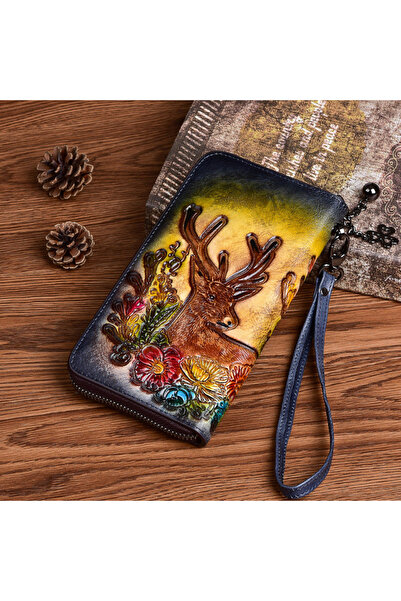 Mychicbeautybag Exclusive women's wallet made of high-quality leather The deer is in bloom