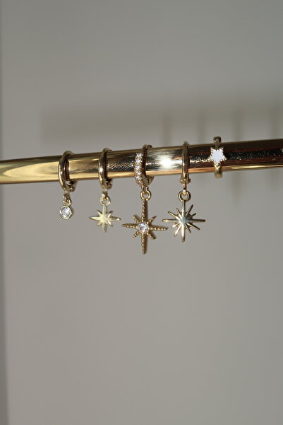 Juaste Gold Stars 6 lı Küpe Seti