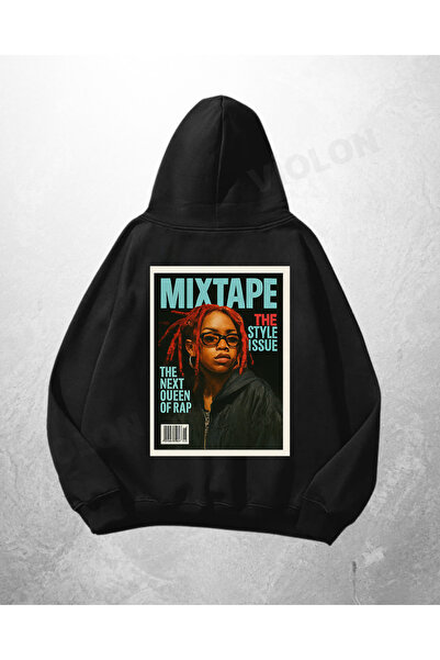 Violon Μαύρο Unisex Φούτερ με κουκούλα, κλασικό εμπριμέ, oversized