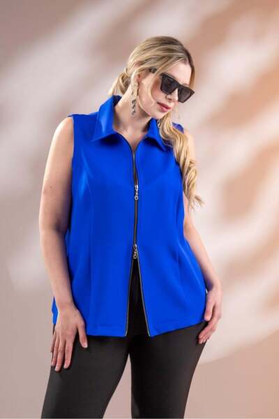 Roxxlen Αμάνικο γιλέκο με φερμουάρ μεγάλου μεγέθους