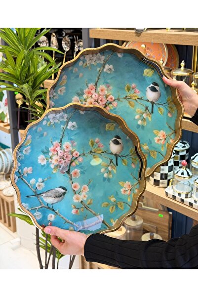 Onedekor 2-Piece Bird Flower Luxury Tray